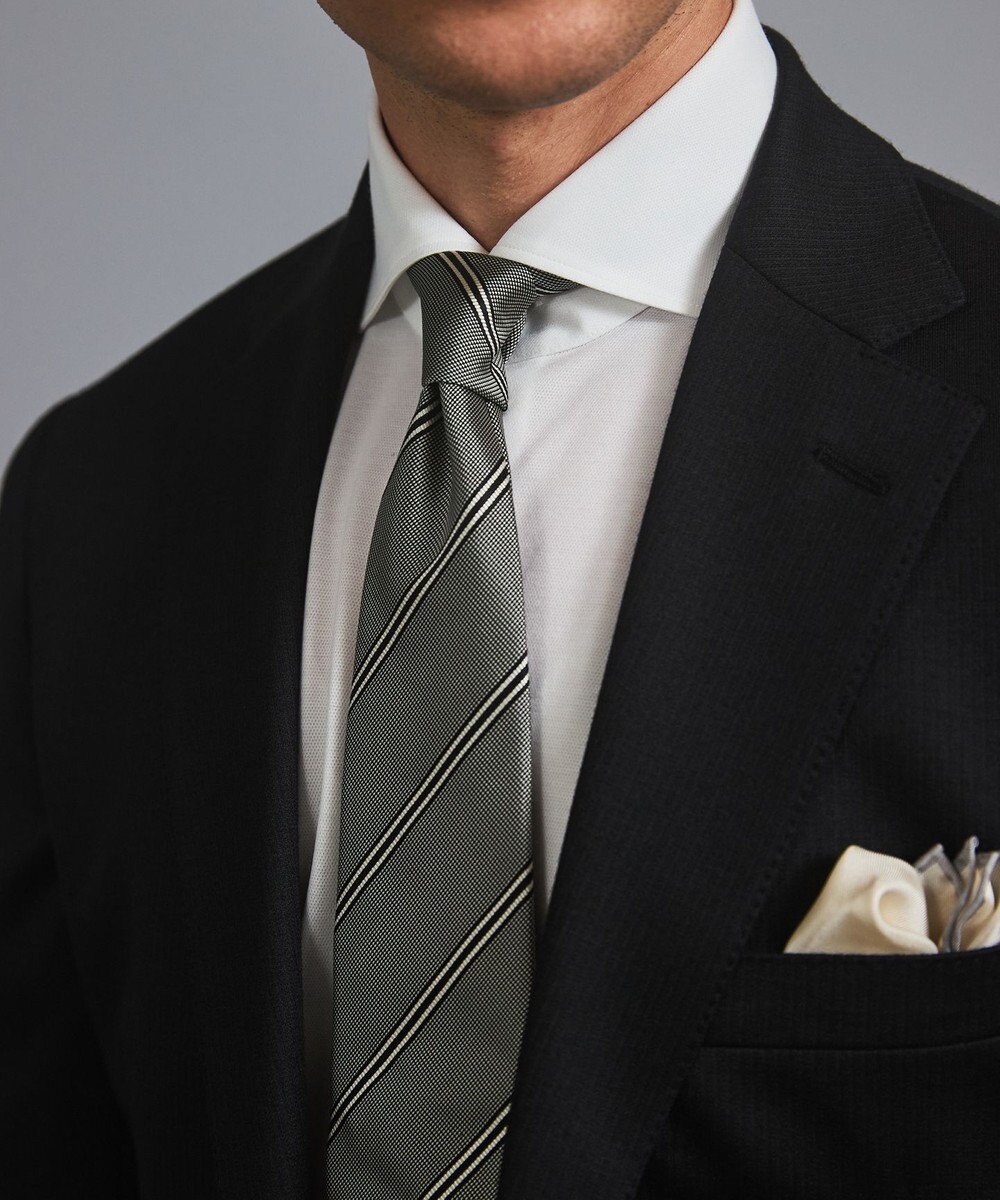 GOTAIRIKU  GOTAIRIKU別注【日本製】シルク ネクタイ_レジメンタル柄 