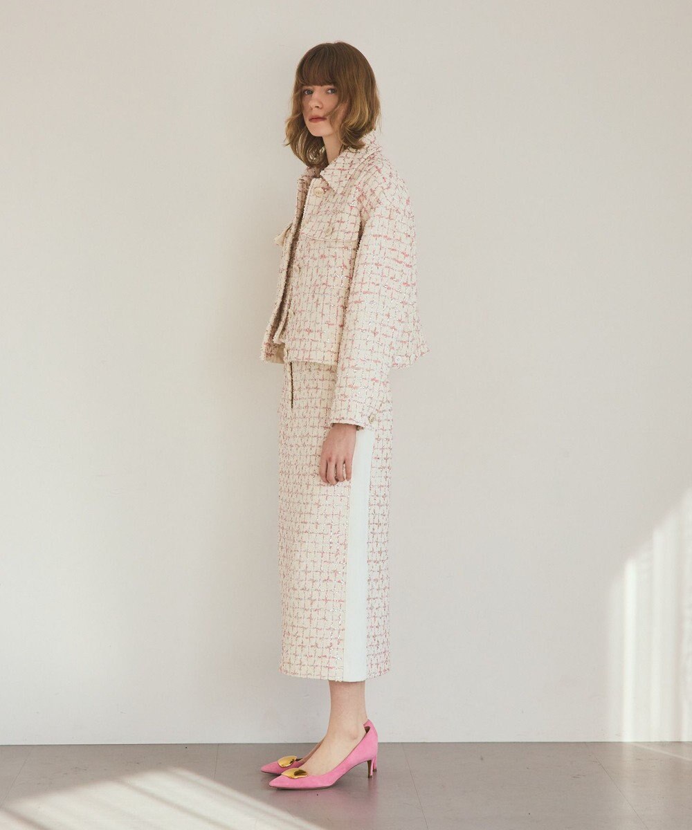 GRACE CONTINENTAL ツイードライン切替スカート 