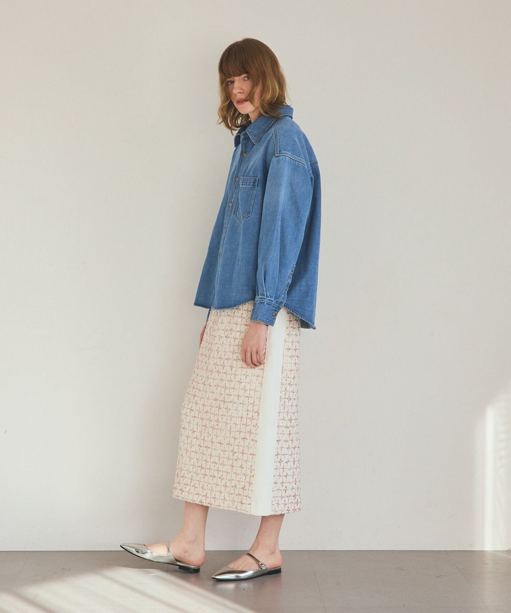 GRACE CONTINENTAL ツイードライン切替スカート 