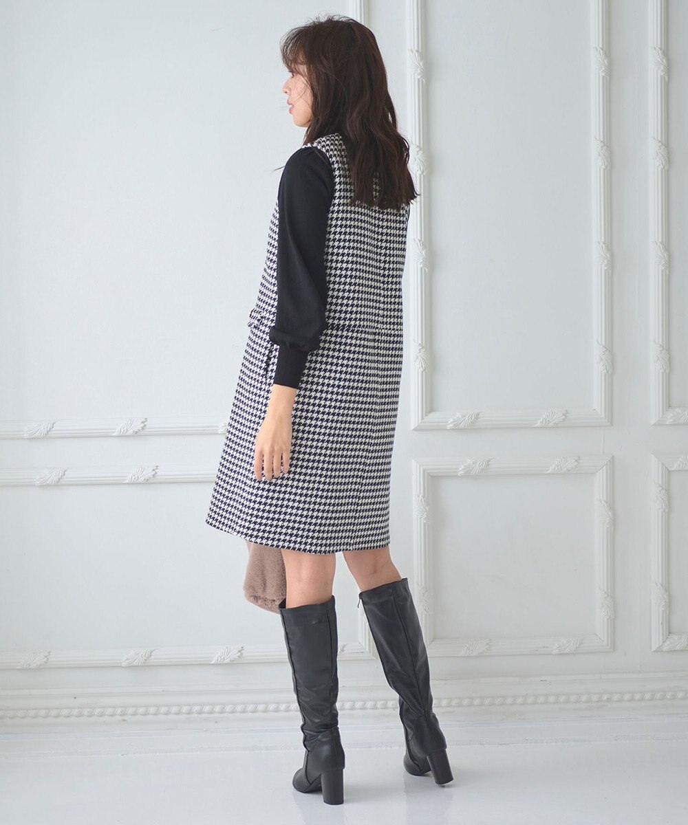 Feroux 【洗える】キーネックミディ ジャンスカ 