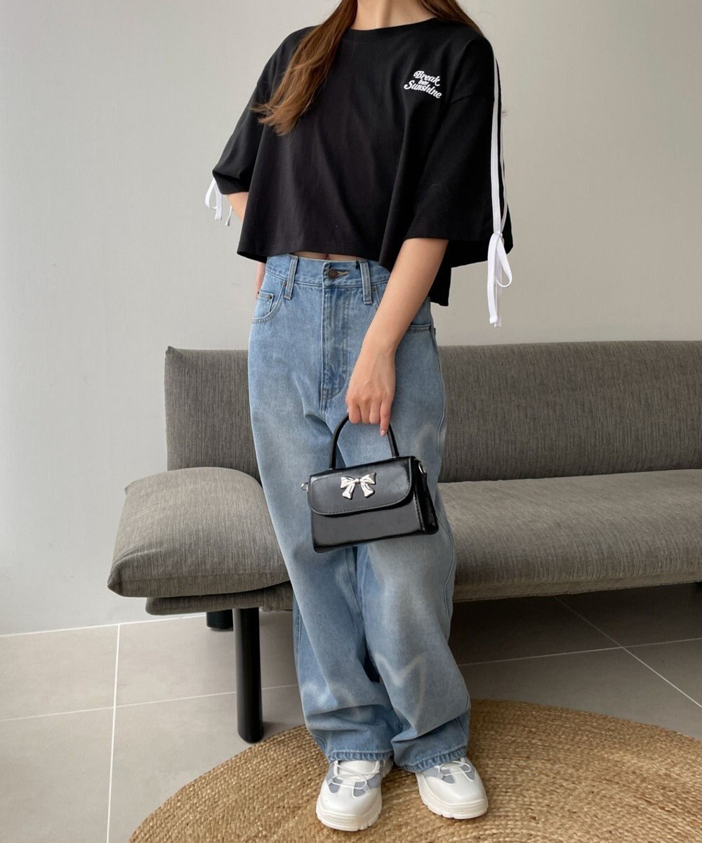 WEGO 2ラインリボングラフィックショートT 