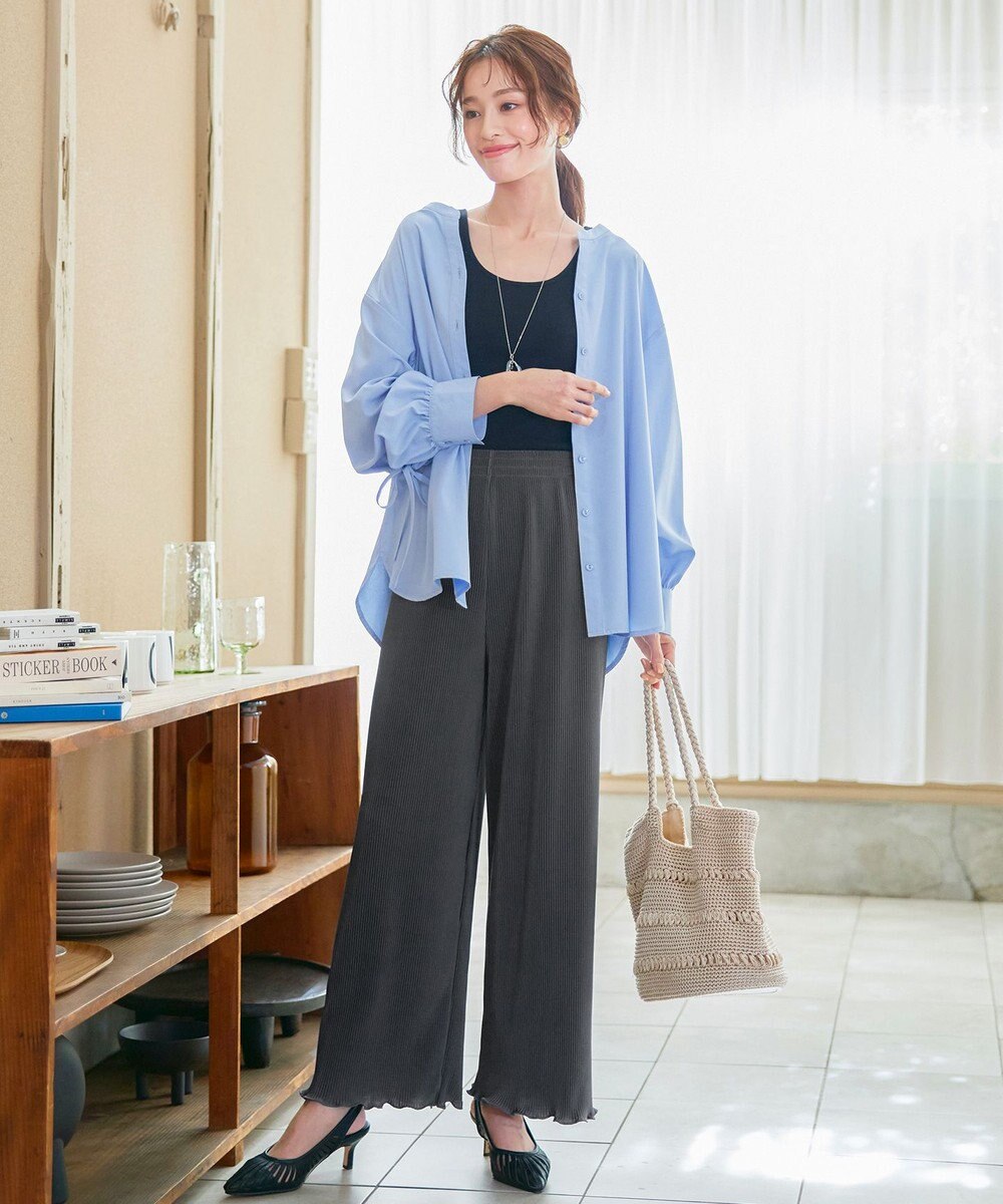 Tiaclasse 【洗える】ドロストギャザー袖シャツチュニック 