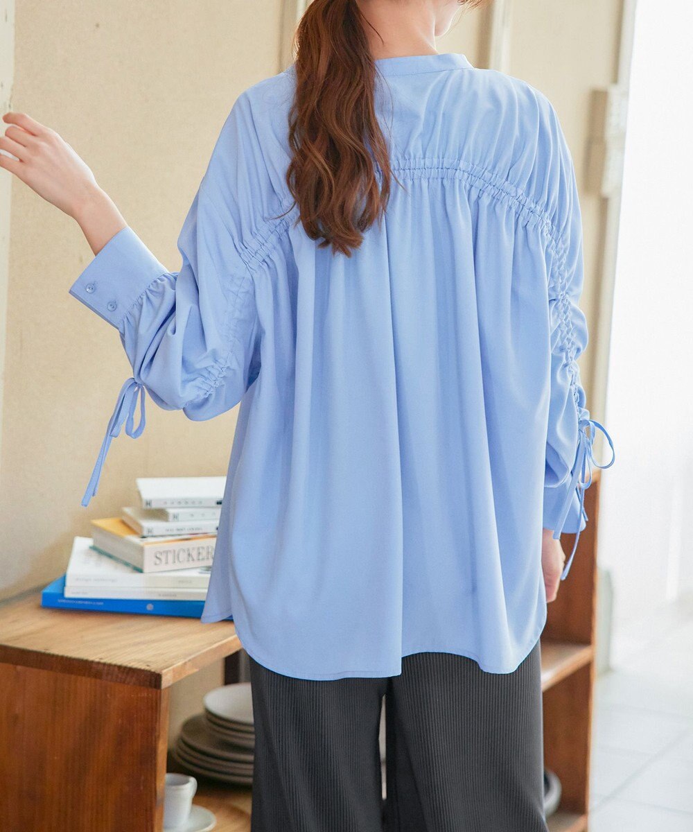 Tiaclasse 【洗える】ドロストギャザー袖シャツチュニック 