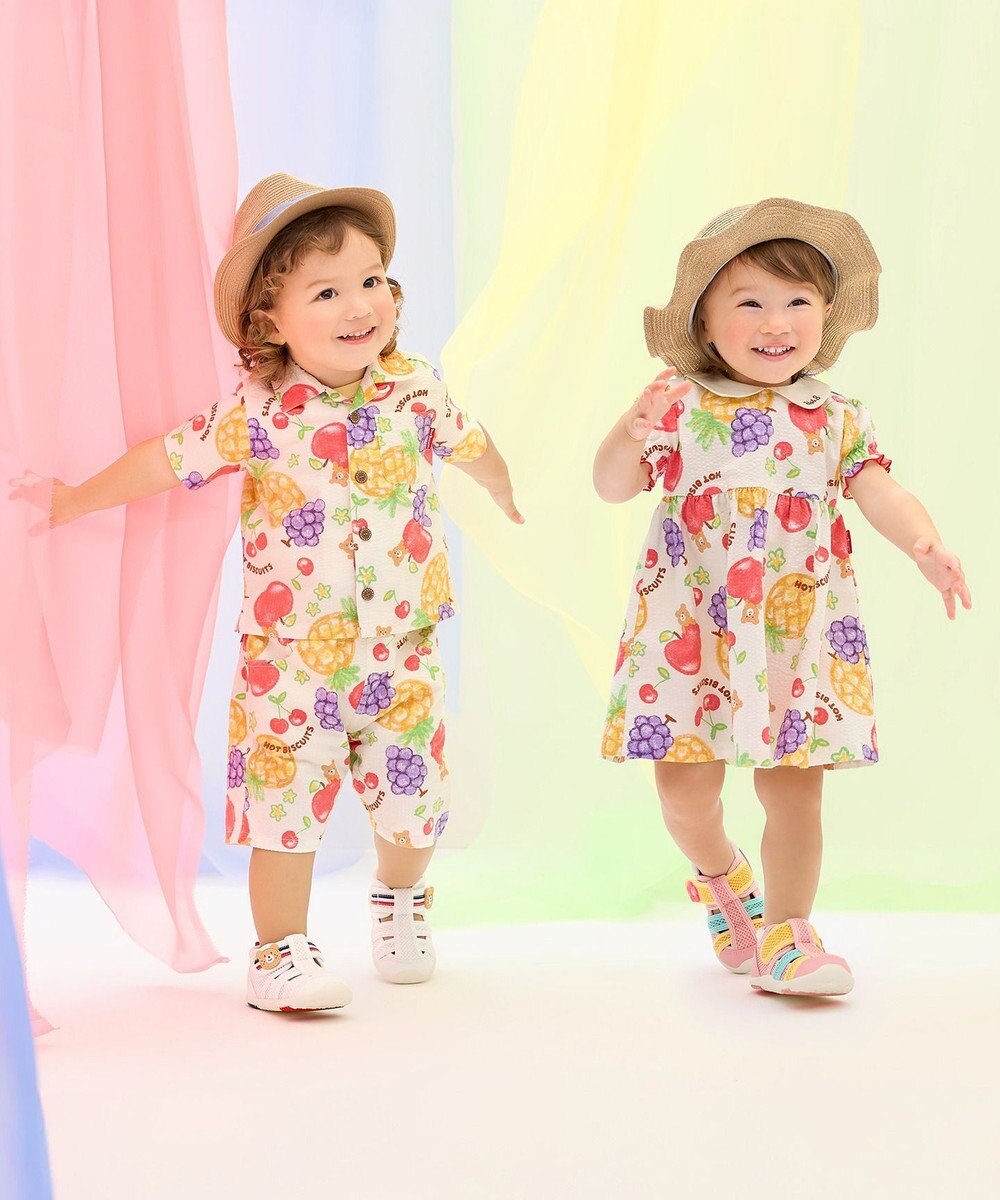 MIKI HOUSE HOT BISCUITS 【ビーンズ×フルーツシリーズ】【80-120cm】襟付き 半袖ワンピース 