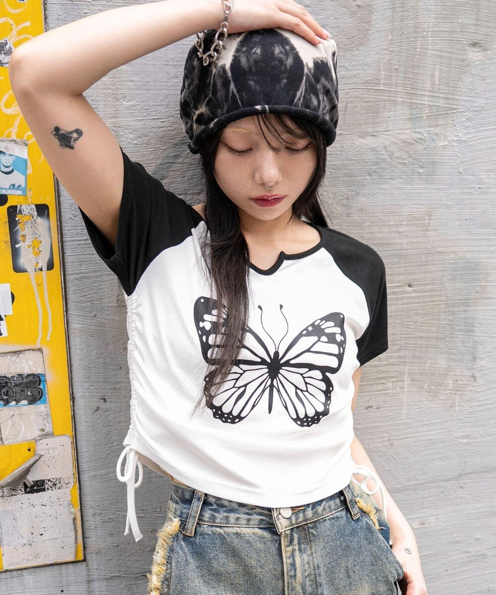 WEGO キーネックサイドレースアップちびT 