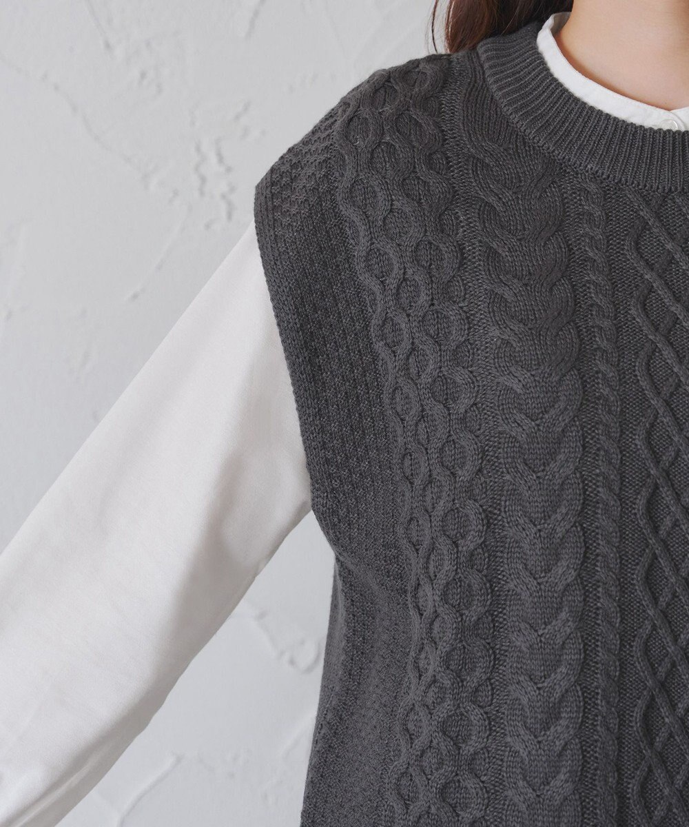 Tiaclasse 【2点セット・洗える】ニットベスト＋起毛シャツ 