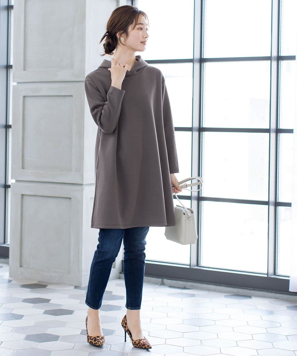 Tiaclasse 【洗える】ソフトボンディングパーカーチュニック 