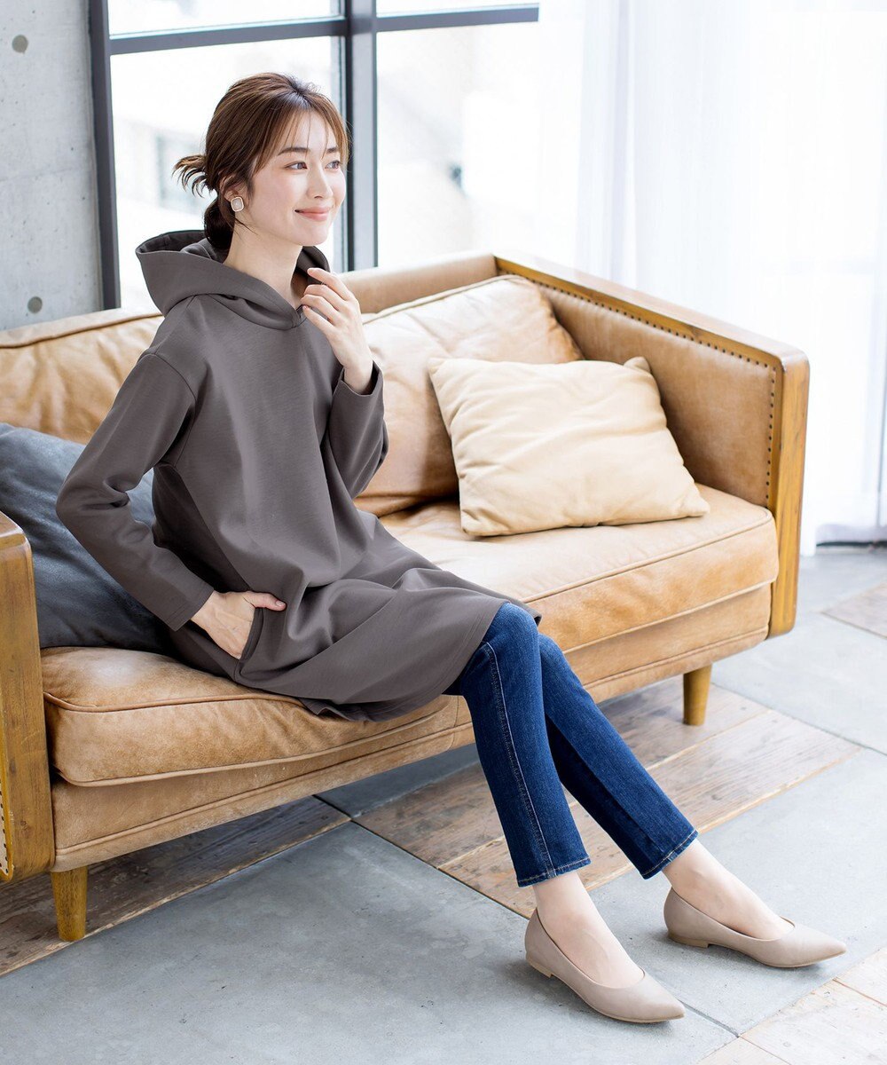 Tiaclasse 【洗える】ソフトボンディングパーカーチュニック 