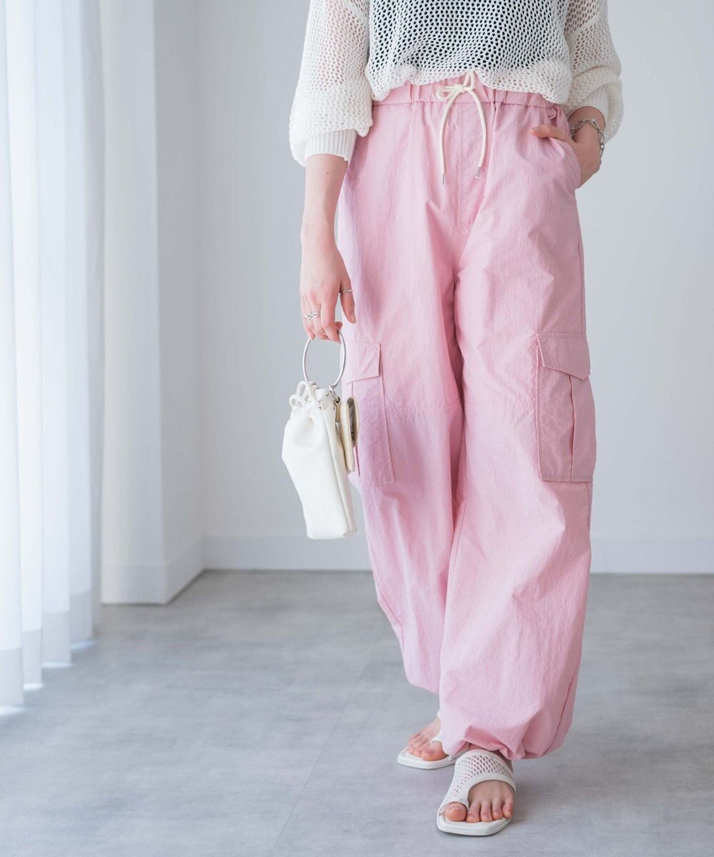 WEGO 【ウエストゴム】ナイロンイージーワイドカーゴパンツ 