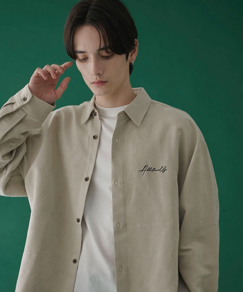 WEGO フェイクスウェードワンポイントBIGシャツ（LS） 