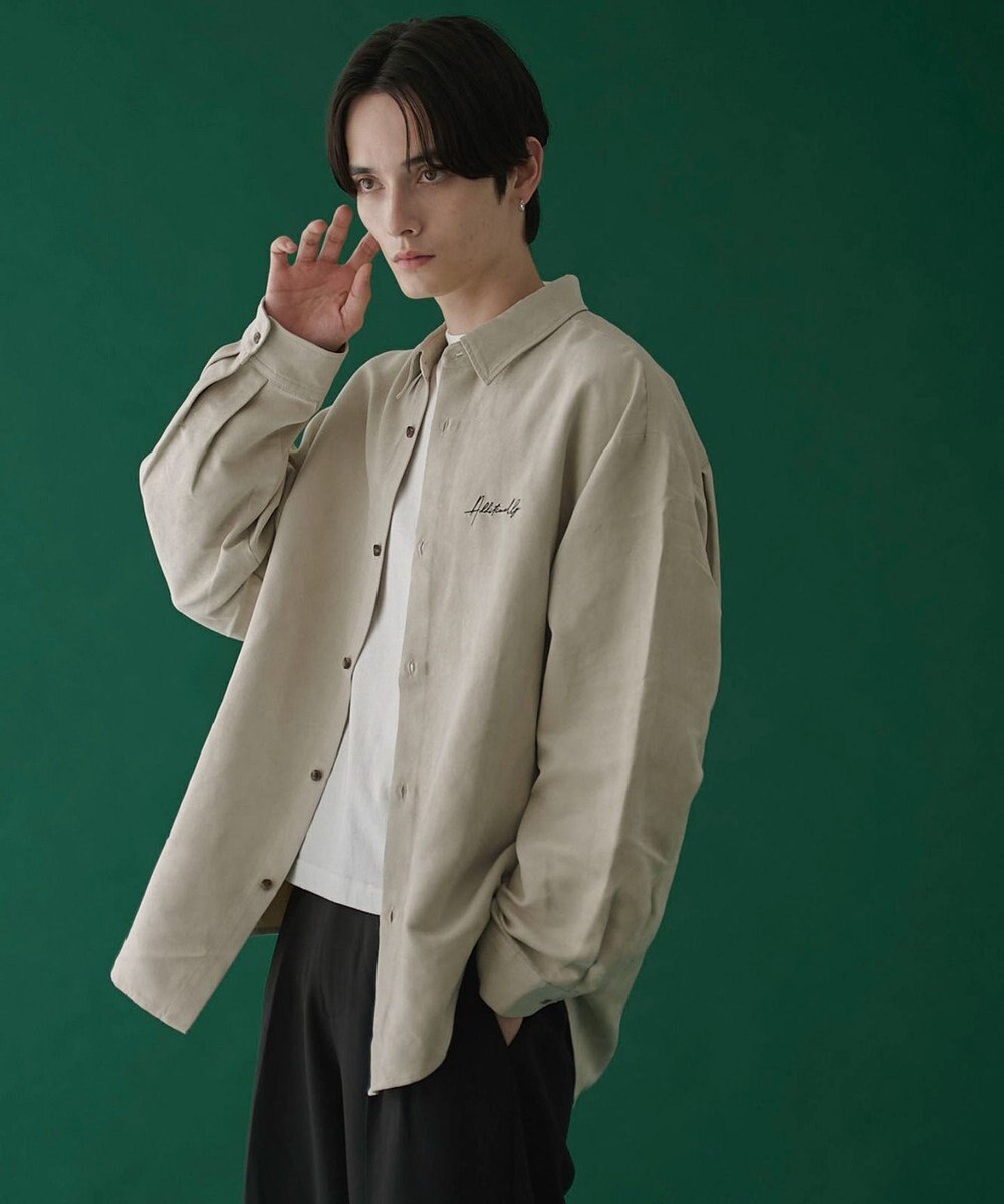 WEGO フェイクスウェードワンポイントBIGシャツ（LS） 