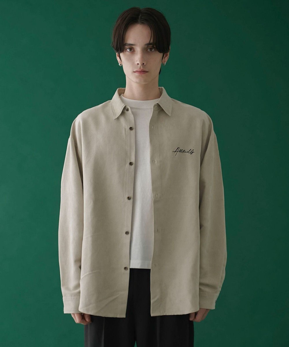 WEGO フェイクスウェードワンポイントBIGシャツ（LS） 