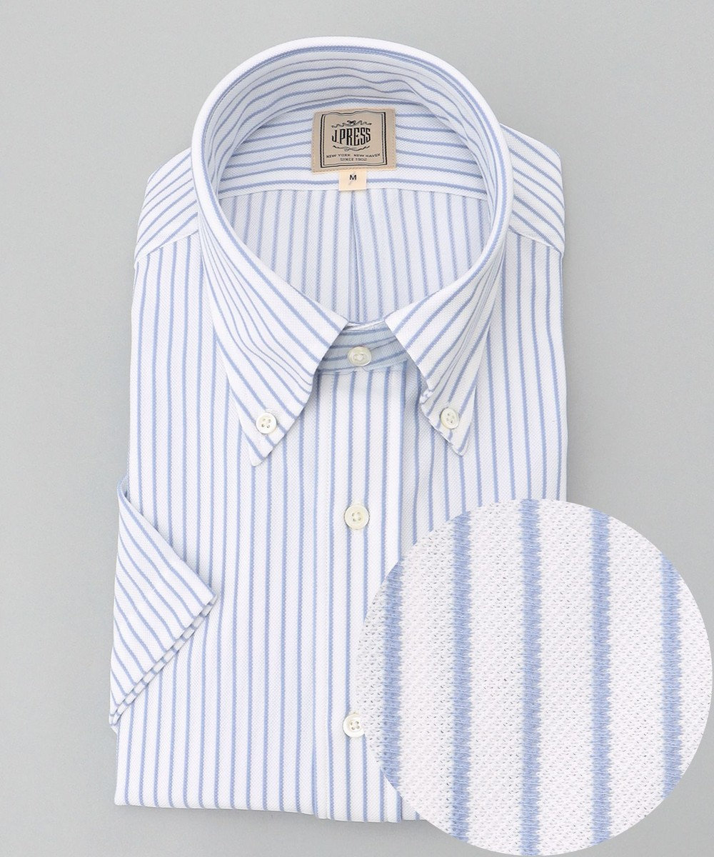 J.PRESS MEN 【J.PRESS PLUS】カノコインレイストライプパッチポケット シャツ/B.D. 