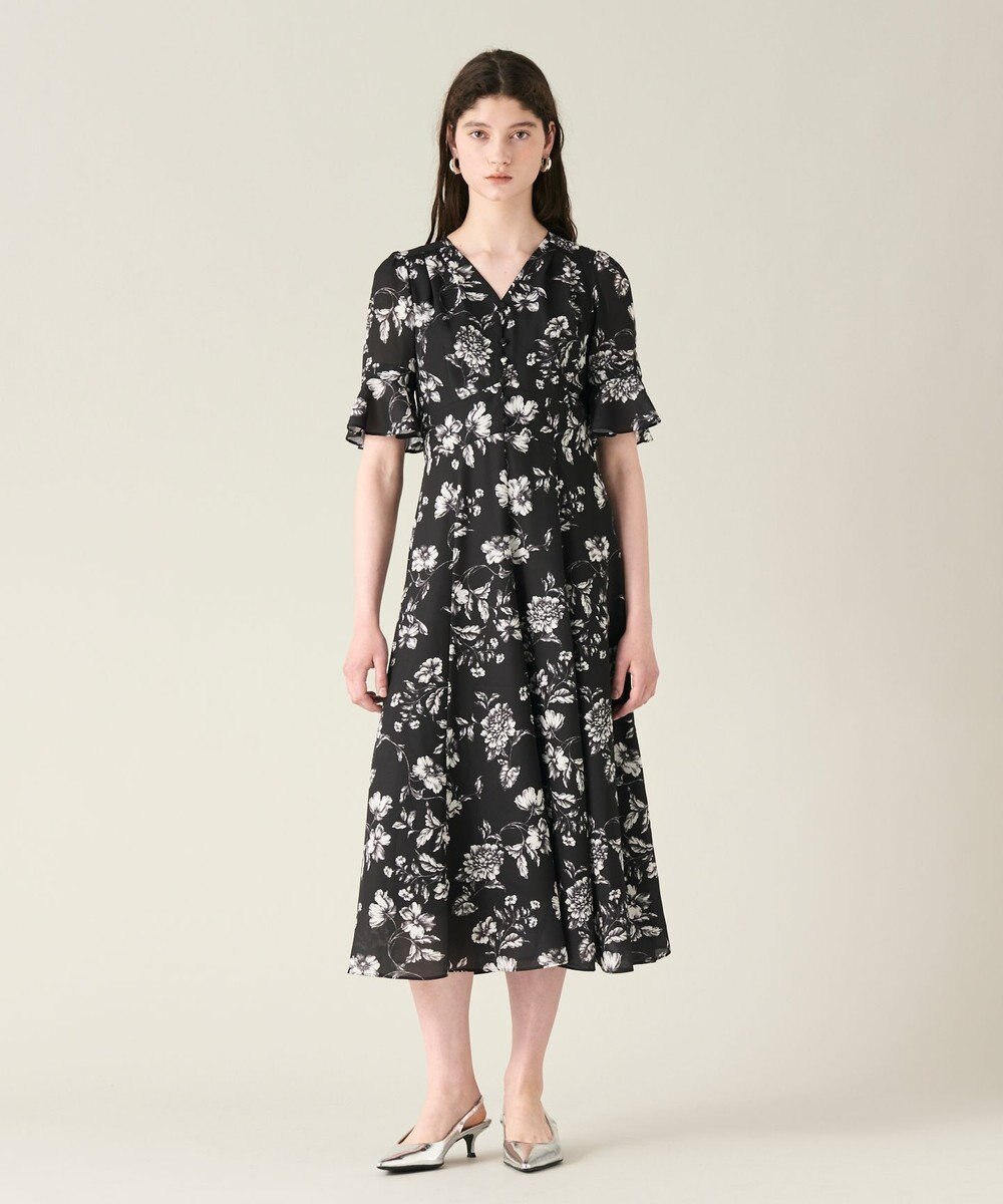 GRACE CONTINENTAL フラワープリントフレアワンピース 