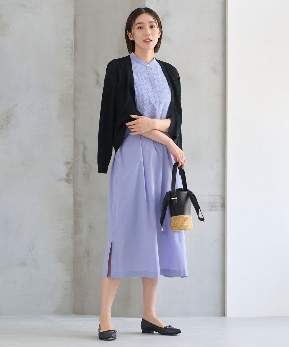 自由区 【洗える・XSサイズあり】ハイツイストコットンアセテートメッシュ カーディガン 