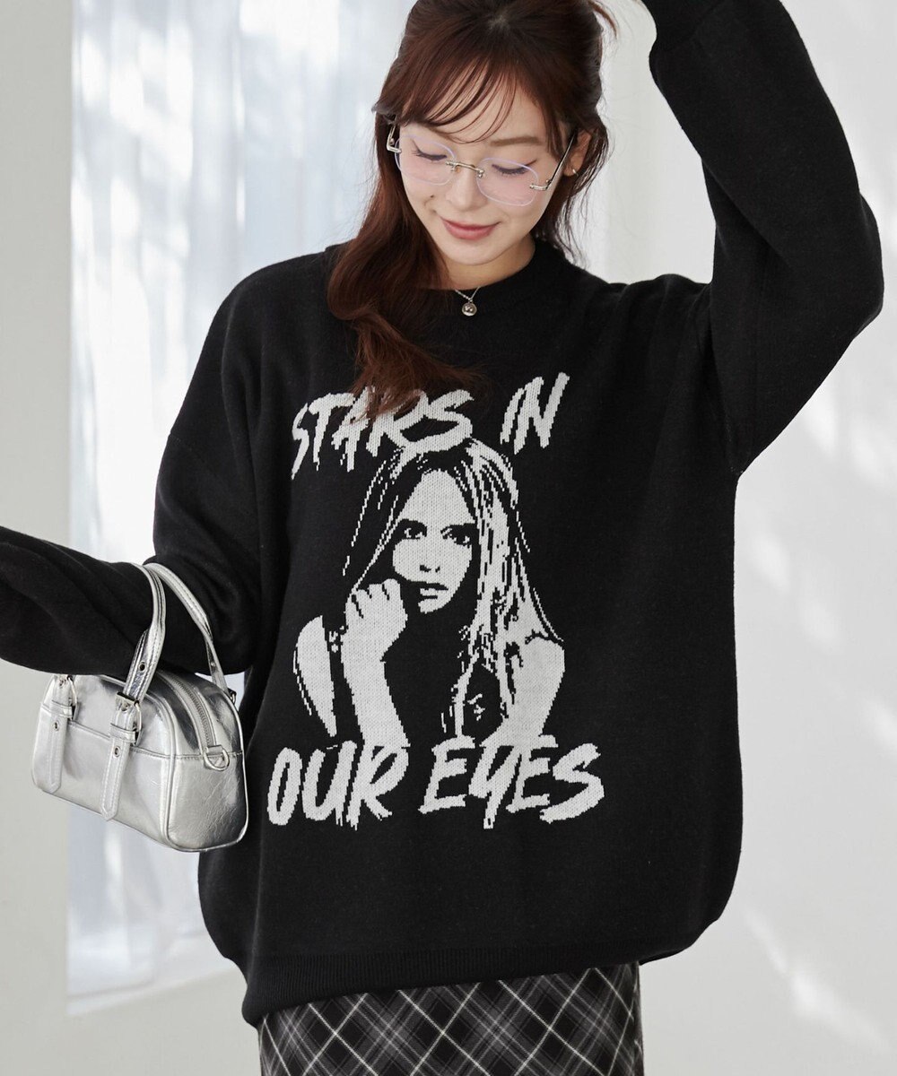 WEGO グラフィックBIGニットプルオーバー 