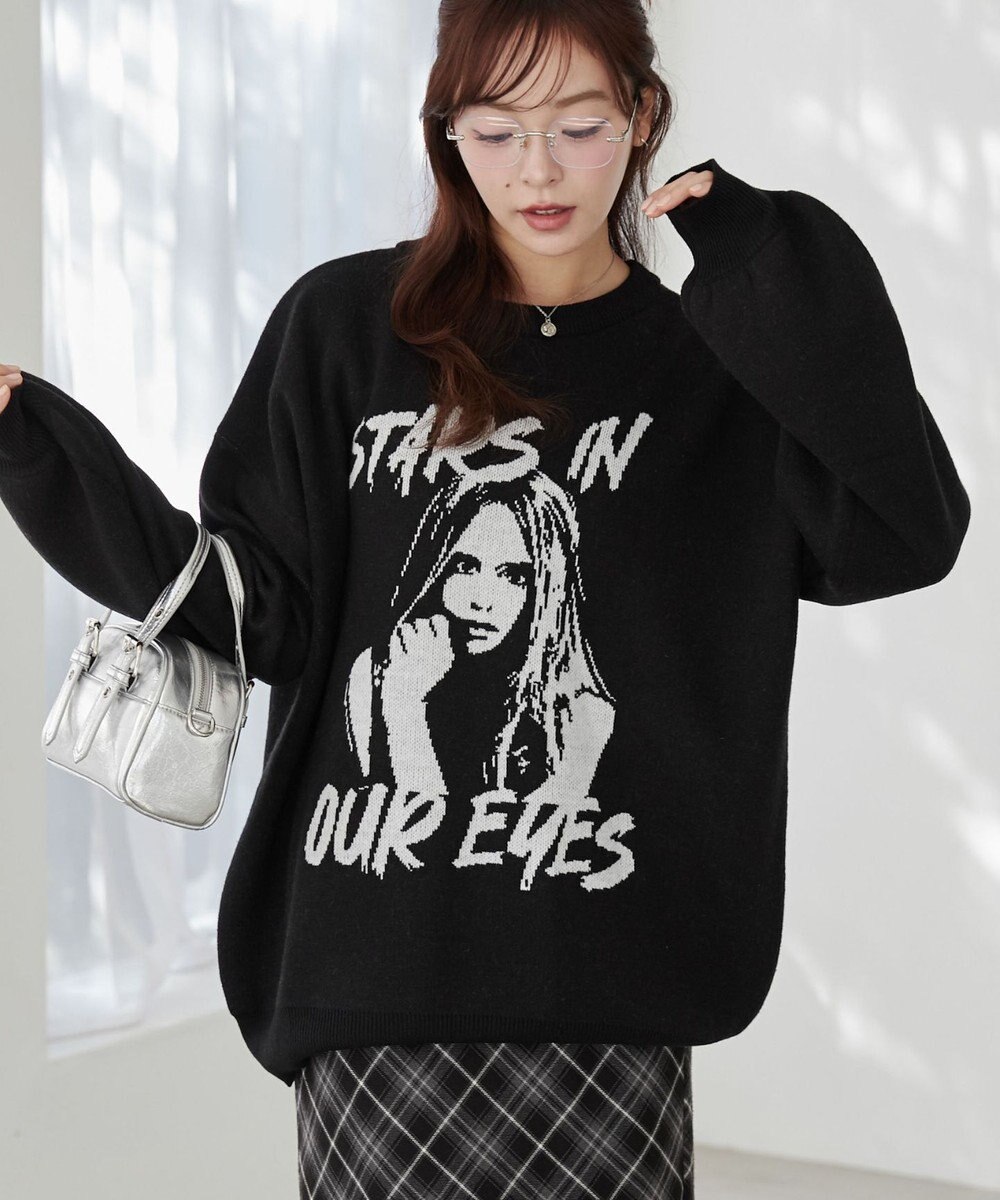 WEGO グラフィックBIGニットプルオーバー 