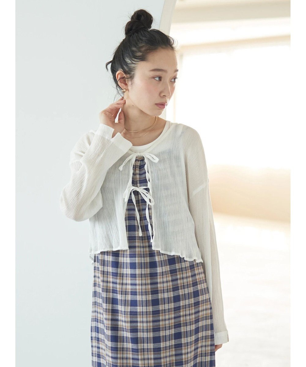 earth music&ecology ＳＥＴ２点クレープリボンブラウス＋インナー 