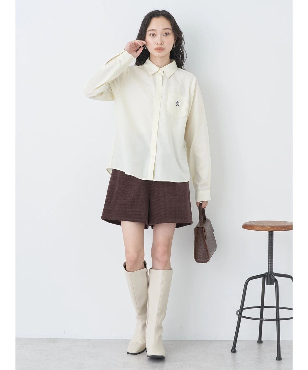 earth music&ecology ロゴ刺繍シャツ 