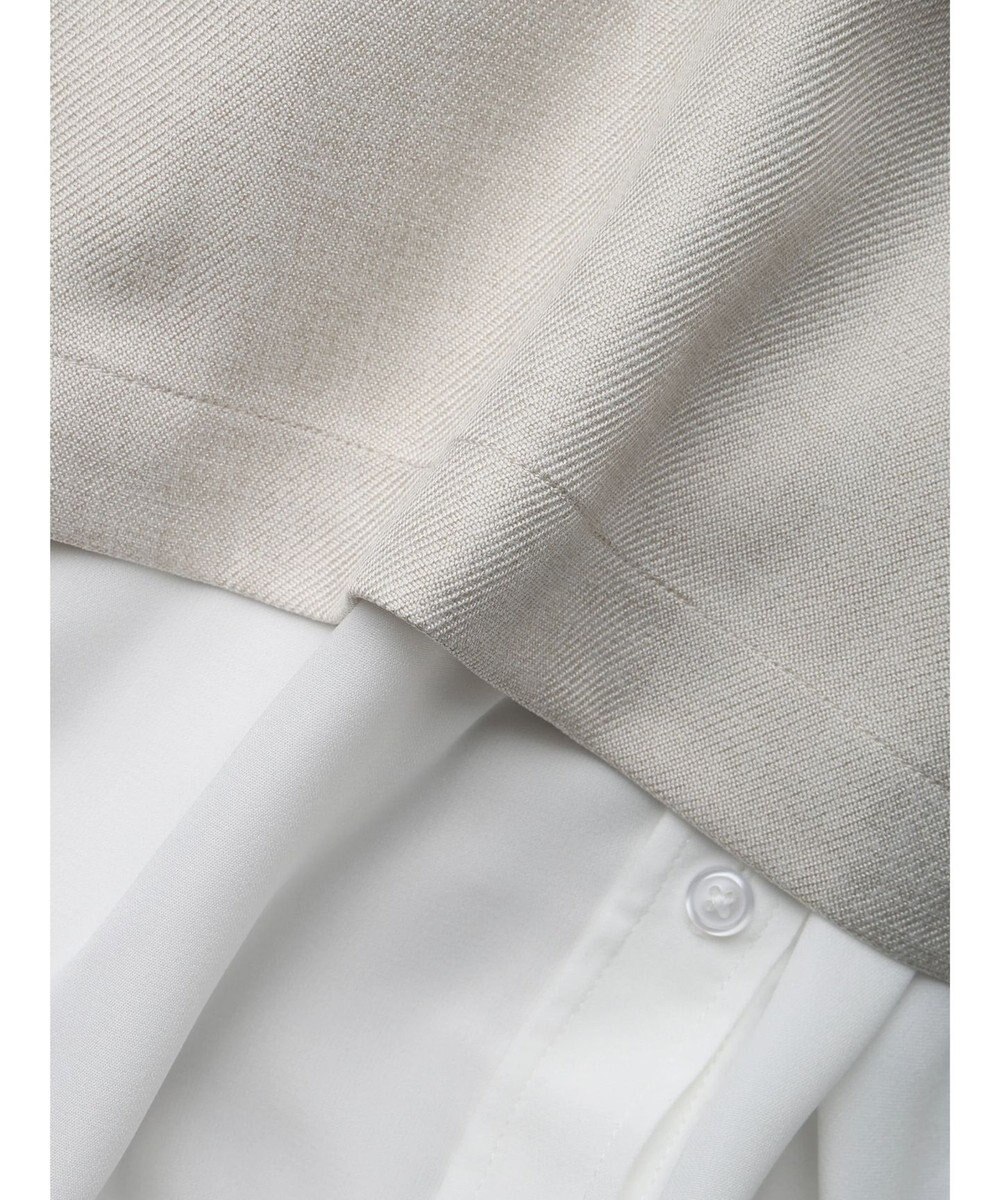 Green Parks ＳＥＴ２点Ｖネックベスト＋７分袖ミディシャツワンピース 