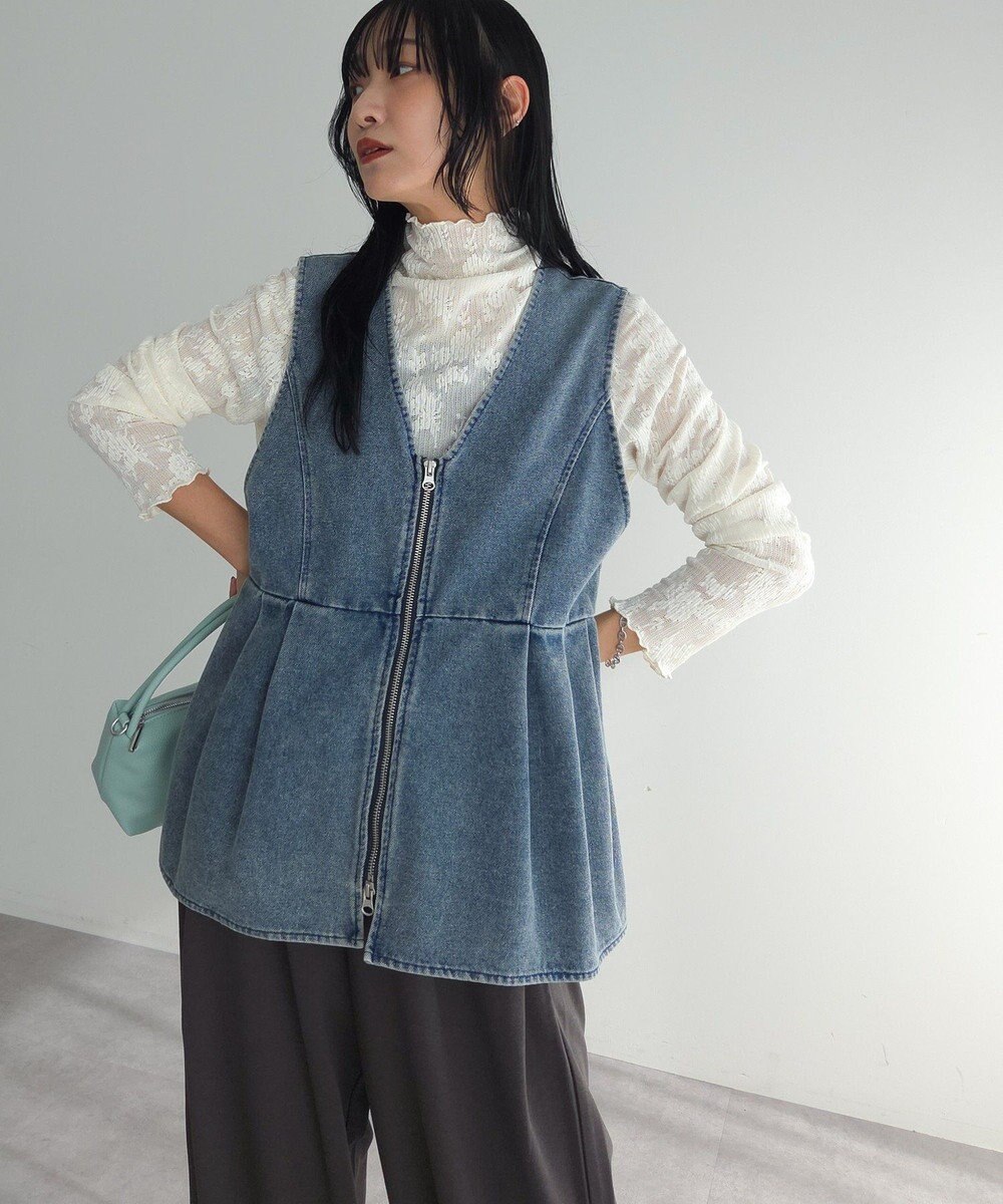 Green Parks デニムペプラムジレ 