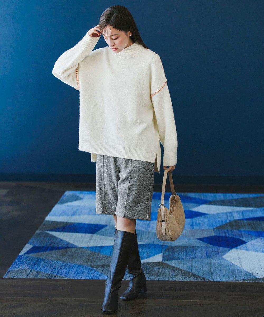 Tiaclasse 【洗える】配色ハンドステッチプルオーバー 