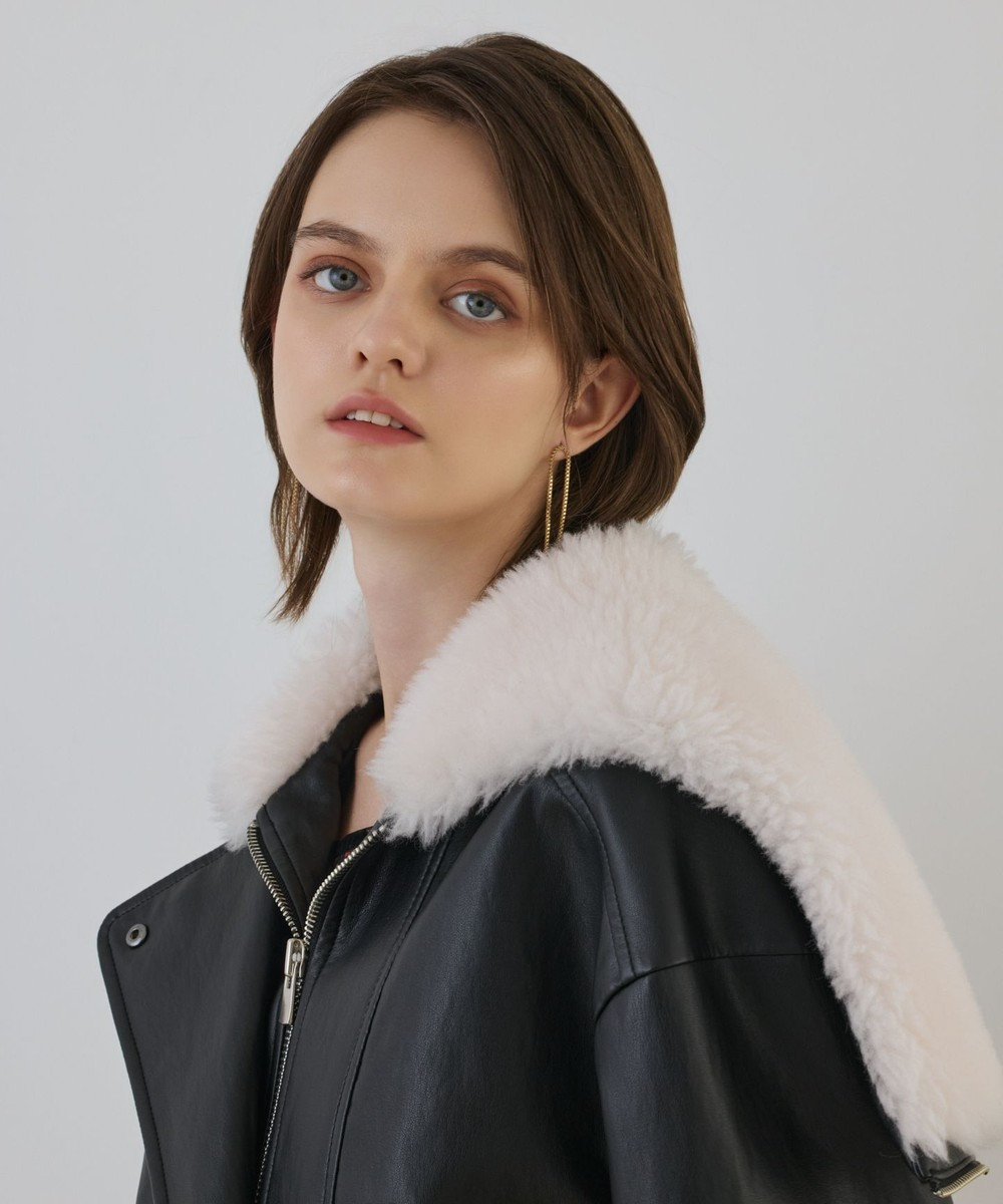 GRACE CONTINENTAL フェイクレザーボンバージャケット 