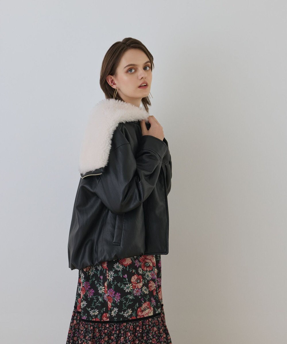 GRACE CONTINENTAL フェイクレザーボンバージャケット 