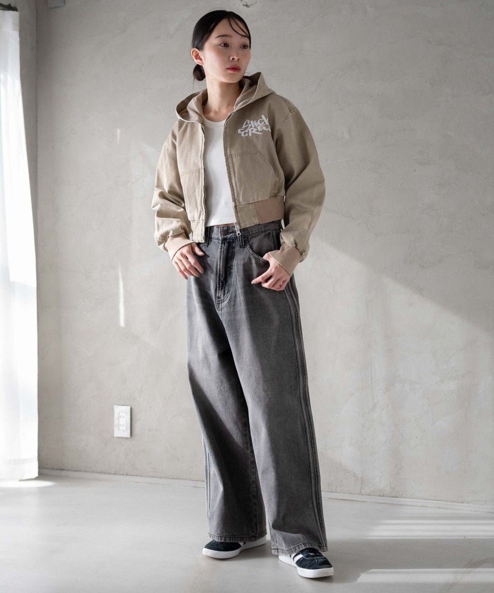 WEGO ヴィンテージウォッシュショートフードブルゾン 