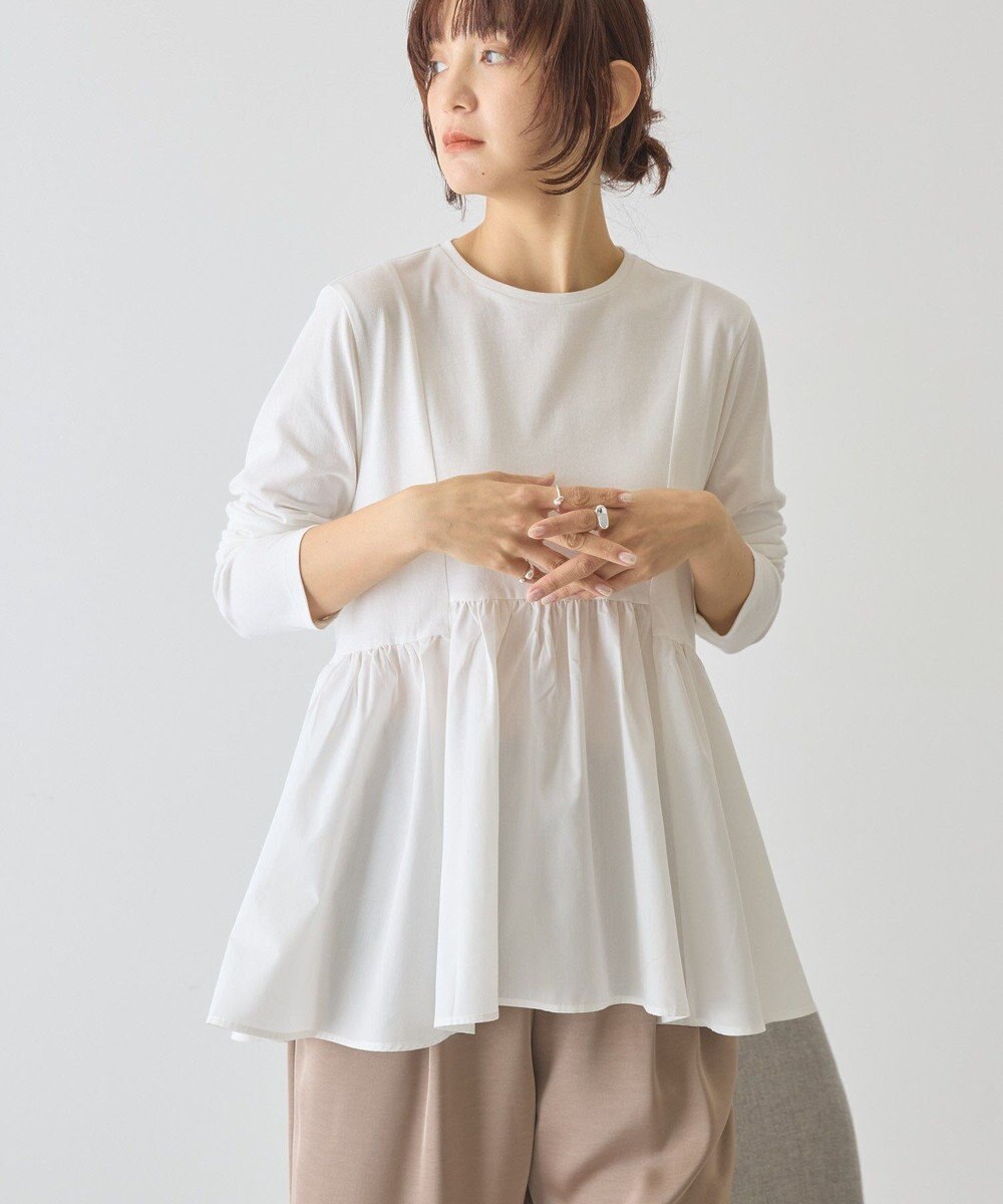 AMERICAN HOLIC 布帛切替ペプラムプルオーバー 