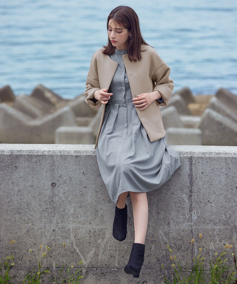 Tiaclasse 【新色追加・洗える】ピーチスキンバンドカラーワンピース 