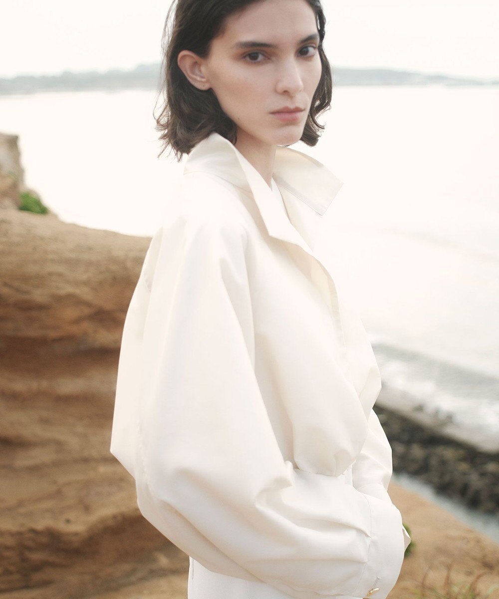 BEIGE， SULFUR / シルク混ショート丈バルーンブルゾン 