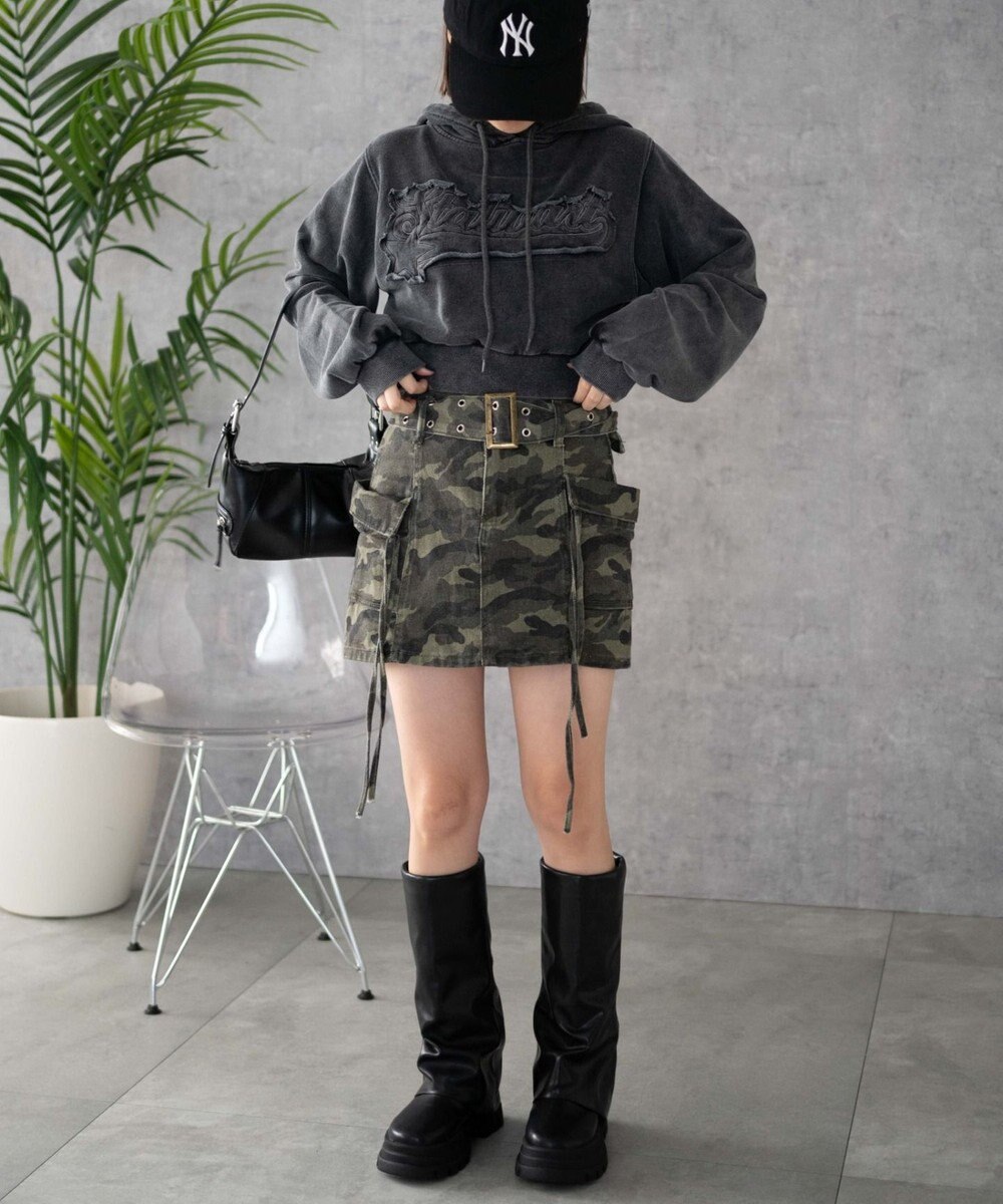 WEGO ロゴアシッドウォッシュパーカー 