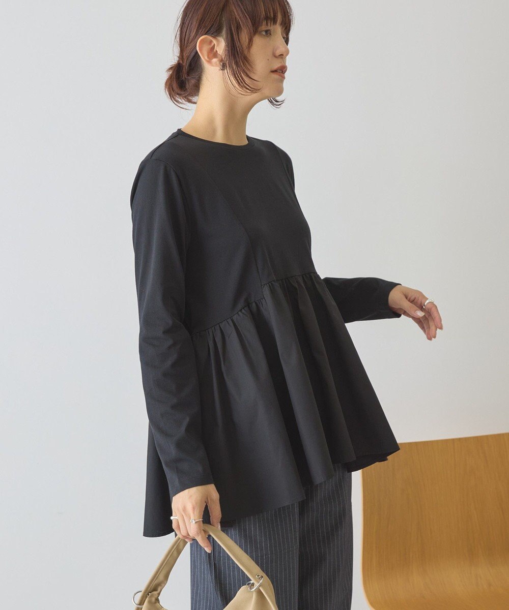 AMERICAN HOLIC 布帛切替ペプラムプルオーバー 