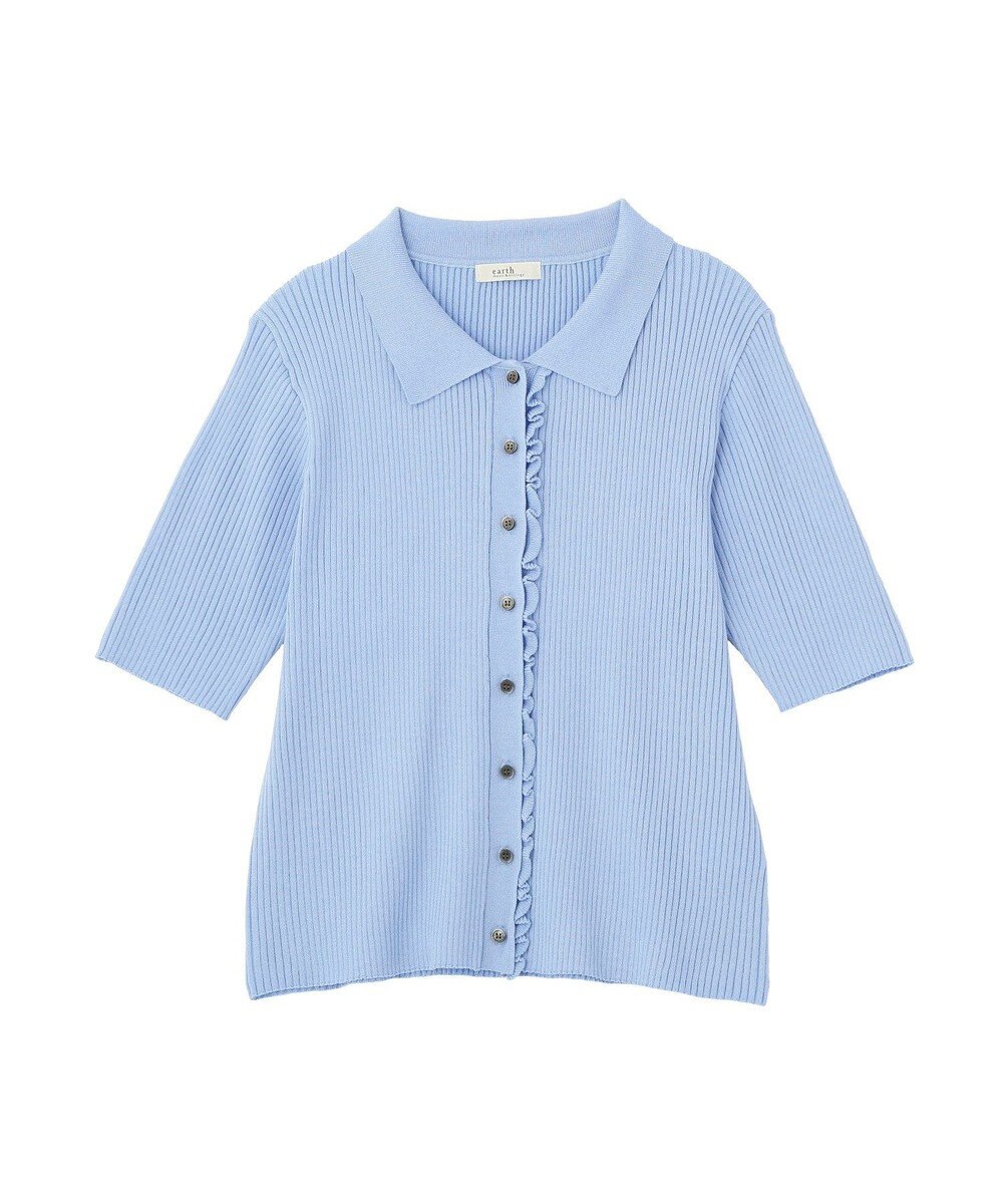 earth music&ecology ミニフリルポロカーディガン 