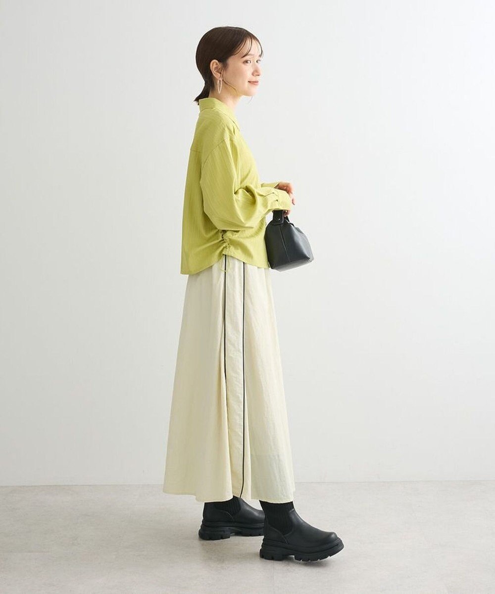 Green Parks サイドドロストショート丈シャツ（無地） 