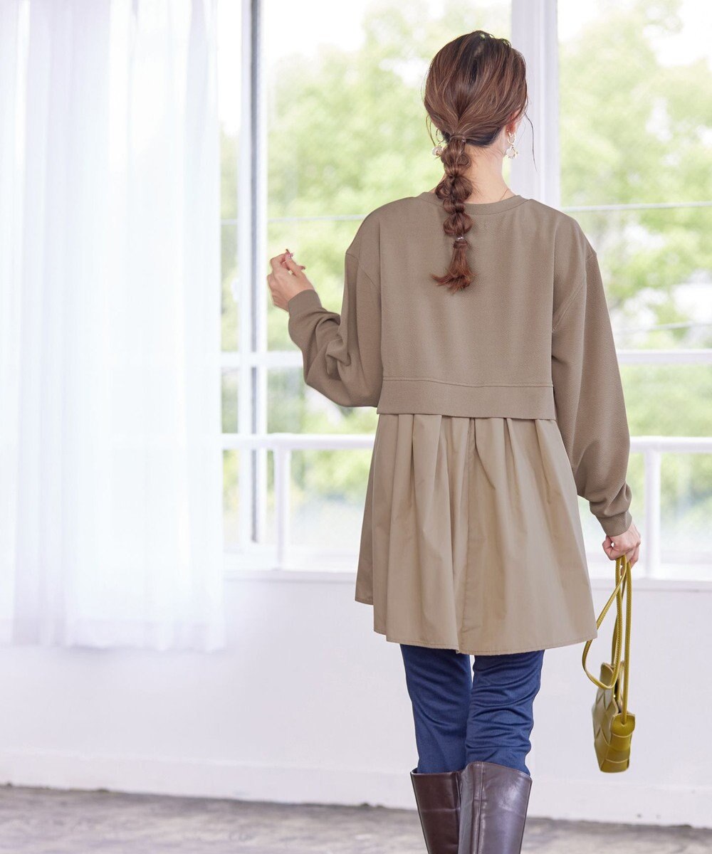 Tiaclasse 【洗える】重ね着風チュニックプルオーバー 