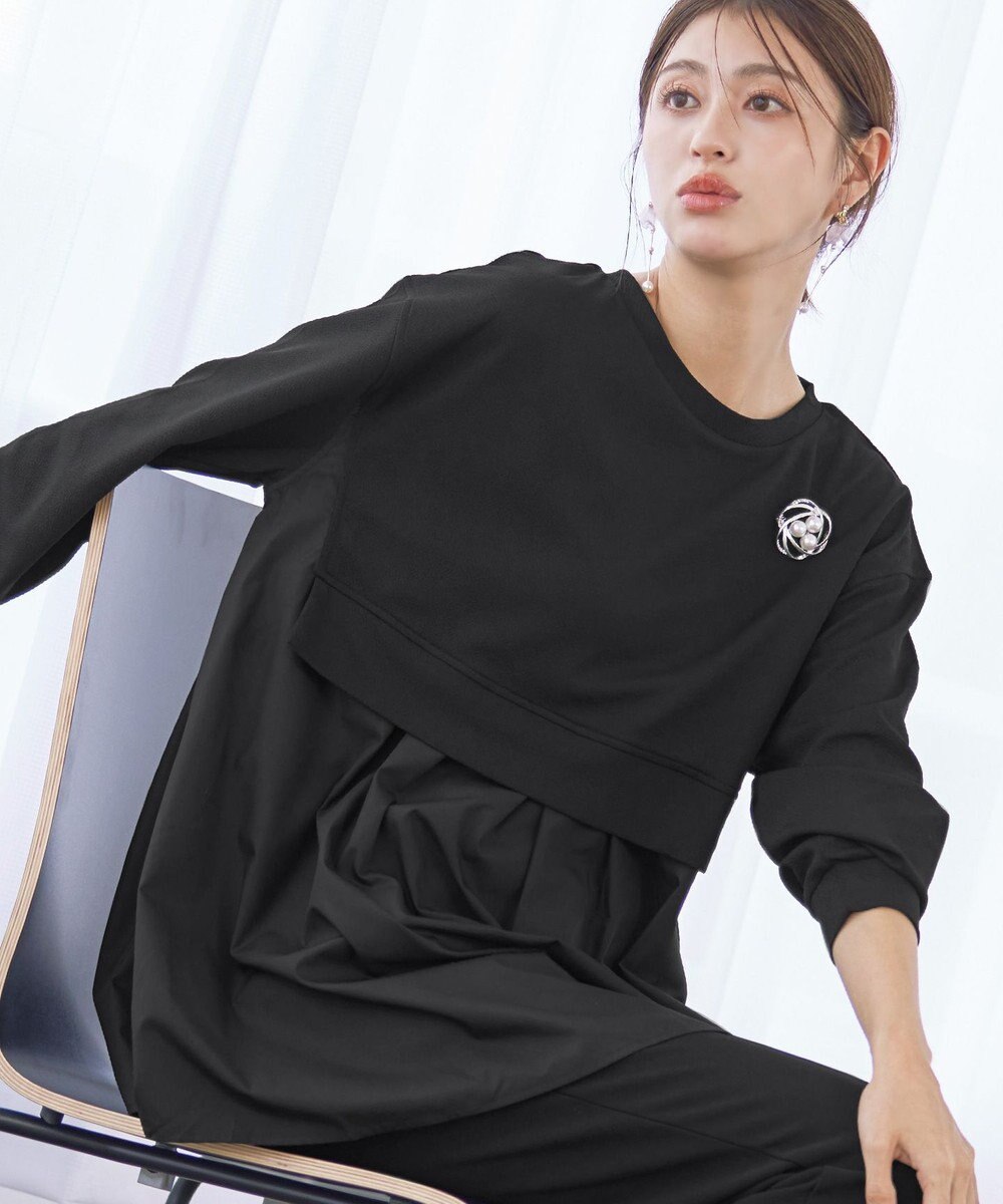 Tiaclasse 【洗える】重ね着風チュニックプルオーバー 