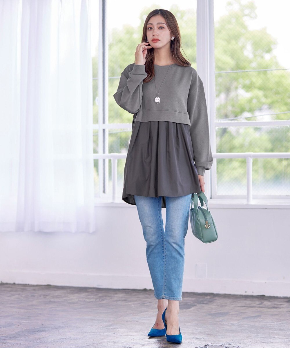 Tiaclasse 【洗える】重ね着風チュニックプルオーバー 