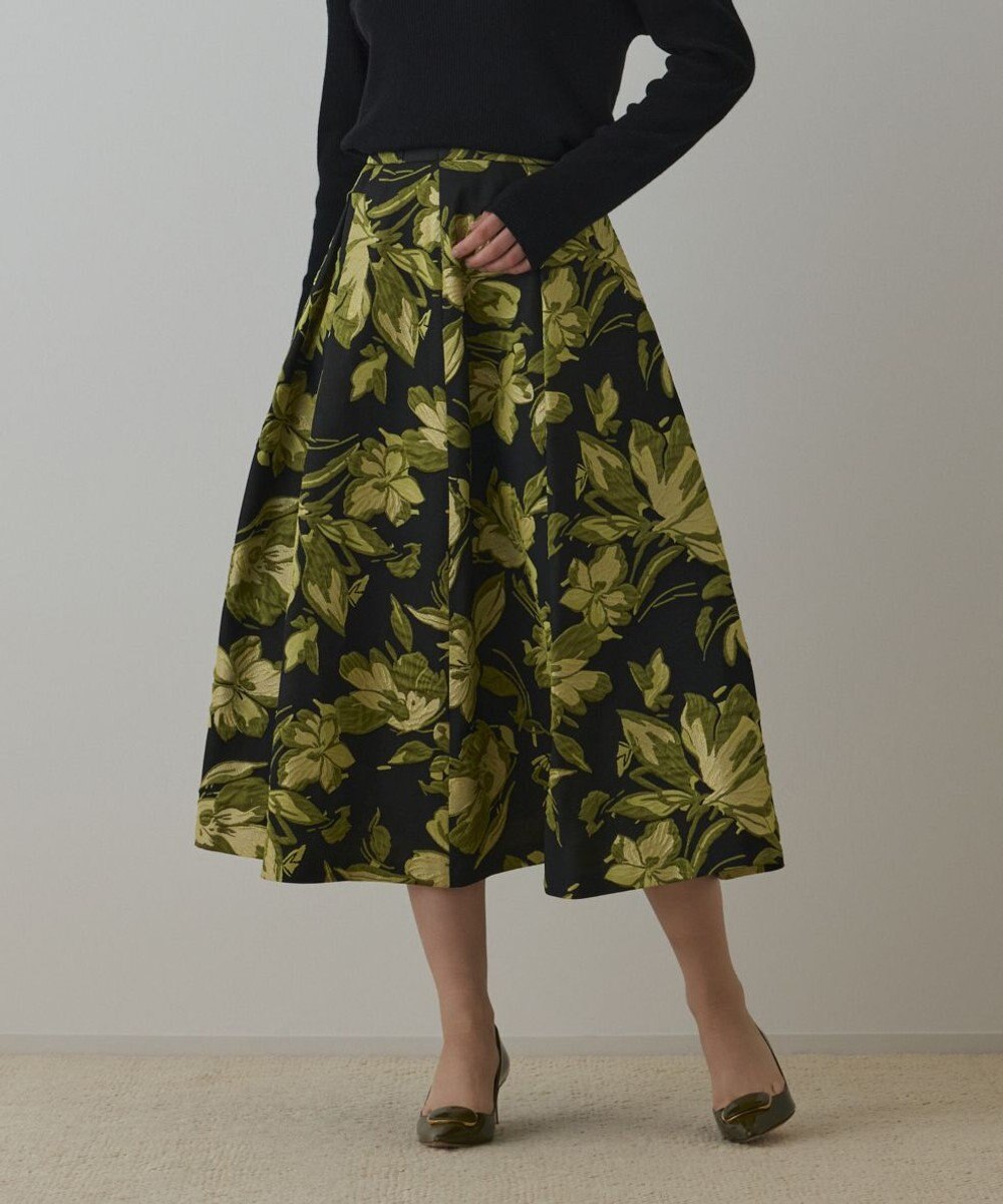 GRACE CONTINENTAL ラメフラワージャガードスカート 