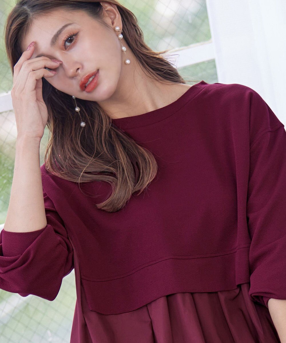 Tiaclasse 【洗える】重ね着風チュニックプルオーバー 