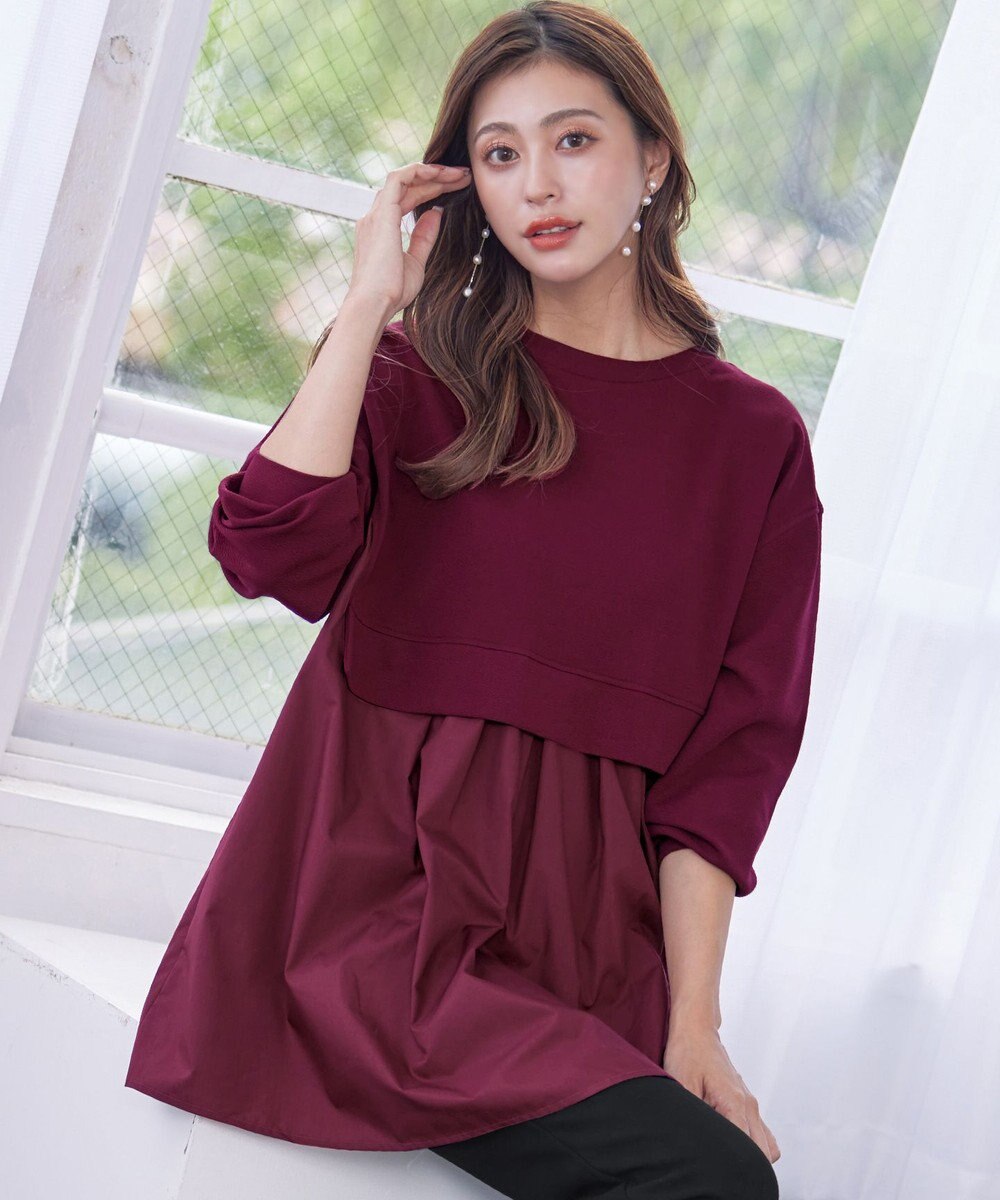 Tiaclasse 【洗える】重ね着風チュニックプルオーバー 