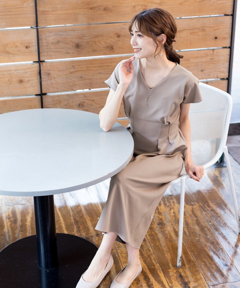 Tiaclasse 【洗える】ハイストレッチジョーゼットワンピース 