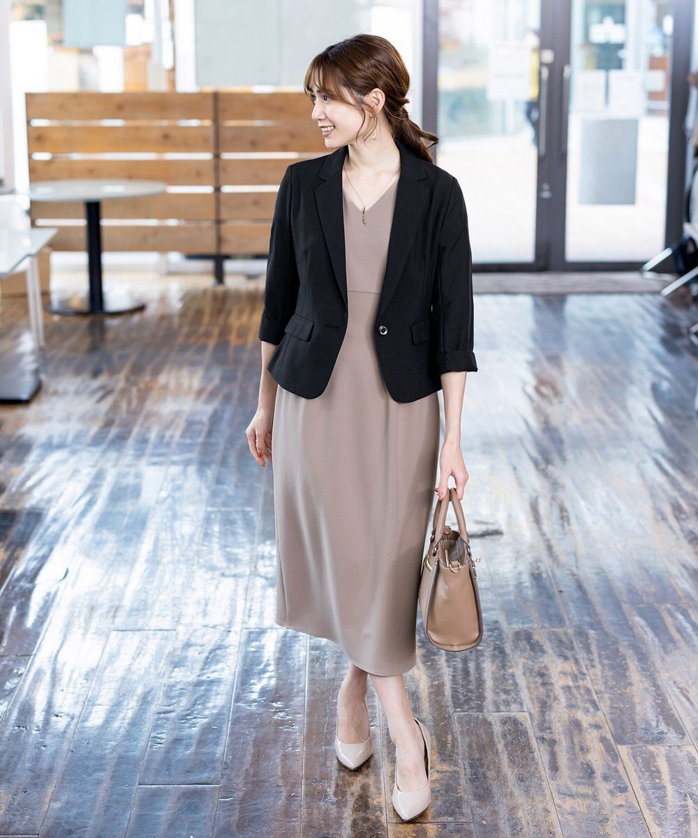 Tiaclasse 【洗える】ハイストレッチジョーゼットワンピース 