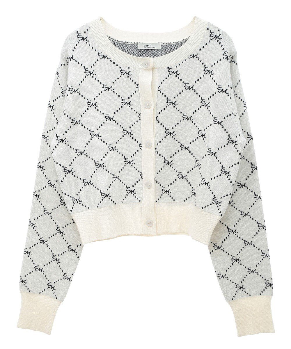 earth music&ecology モノグラムコンパクトニットカーディガン 