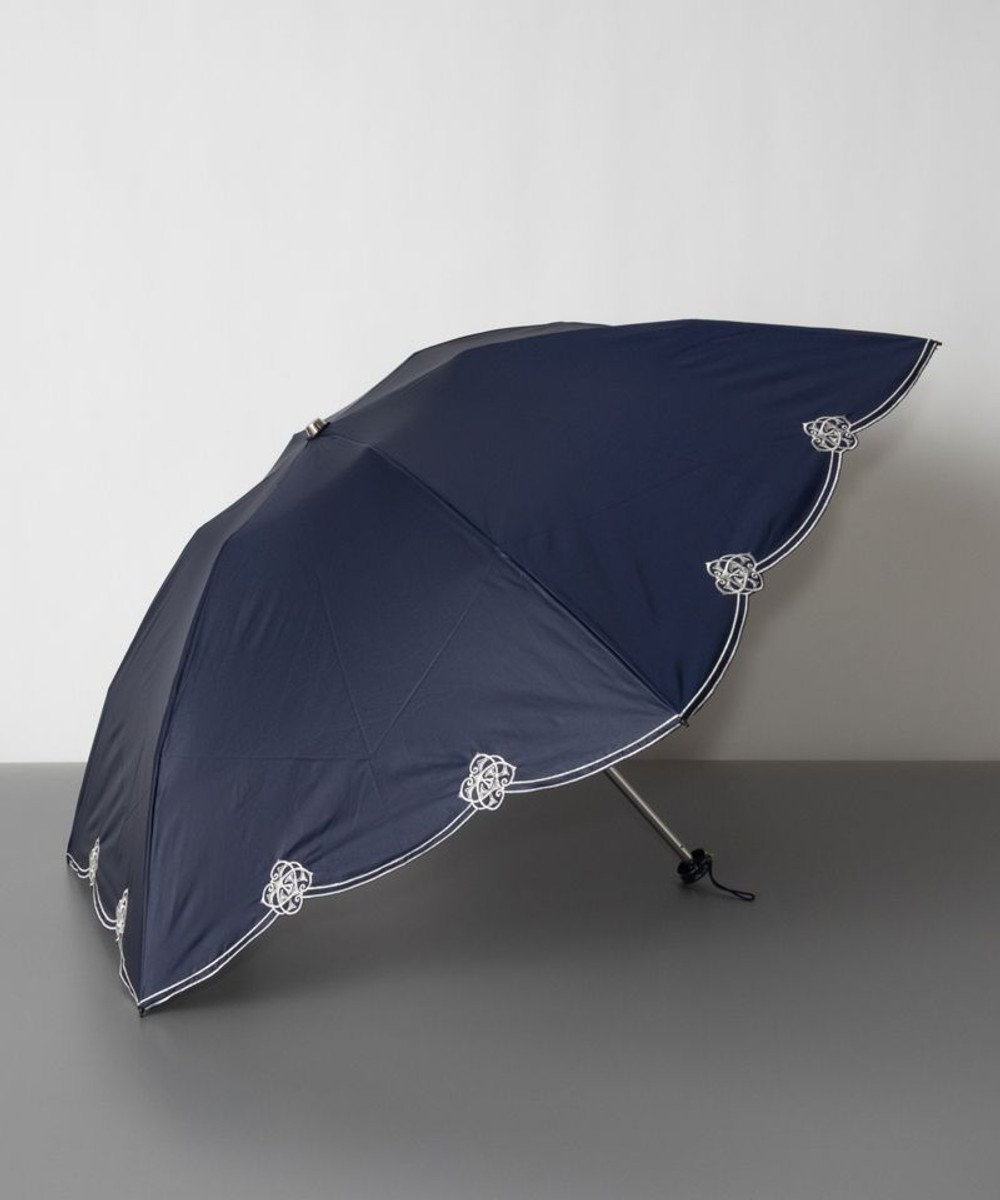AURORA ブラオ　晴雨兼用折り畳みミニ傘　刺繍 ネイビー