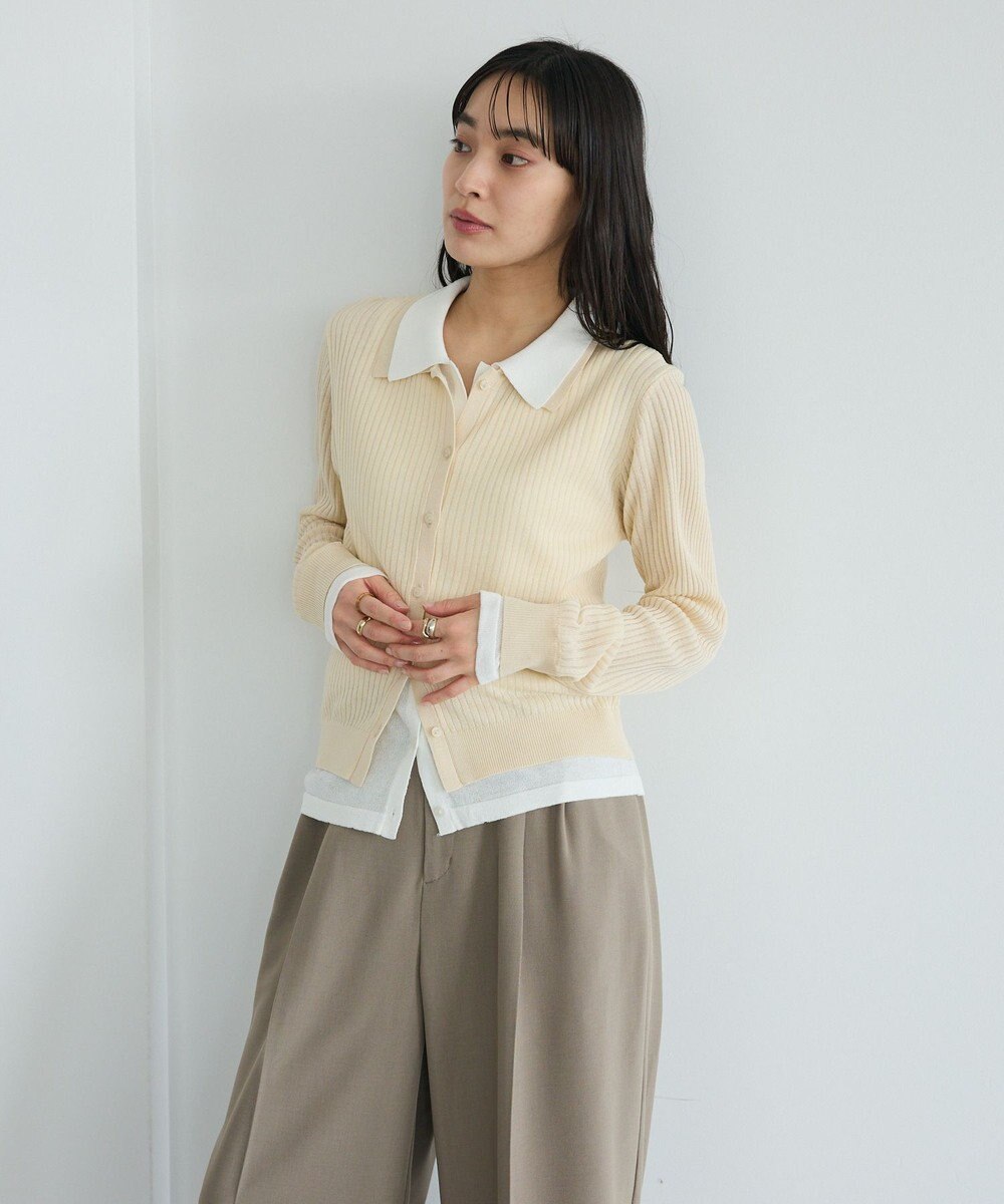 CRAFT STANDARD BOUTIQUE レイヤードポロ衿カーディガン 