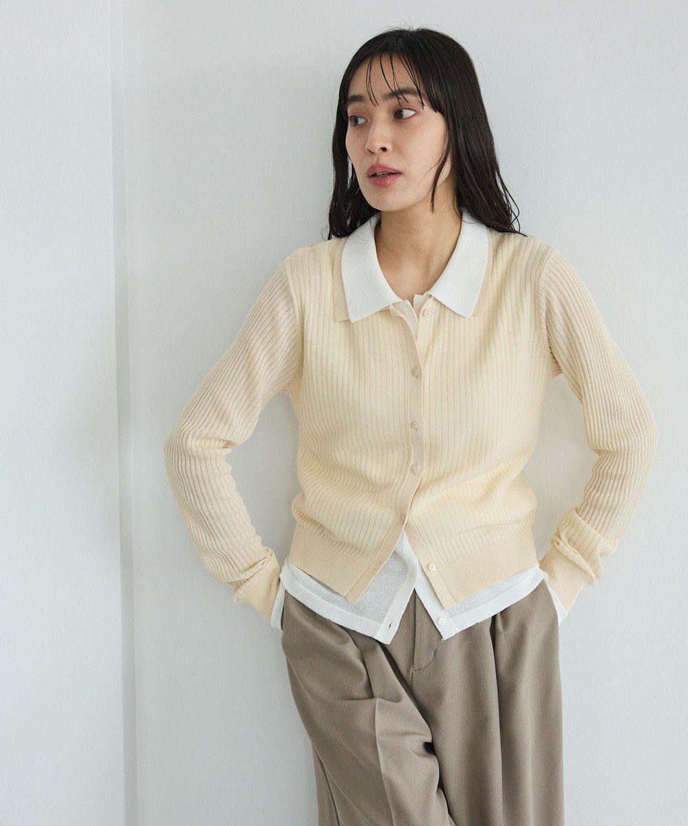 CRAFT STANDARD BOUTIQUE レイヤードポロ衿カーディガン 