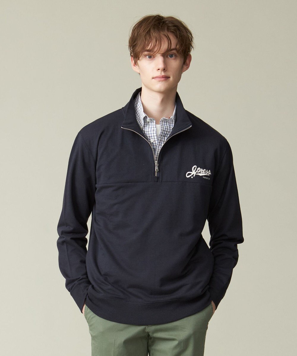 J.PRESS MEN インレージャージー ロゴハーフジップスウェット 