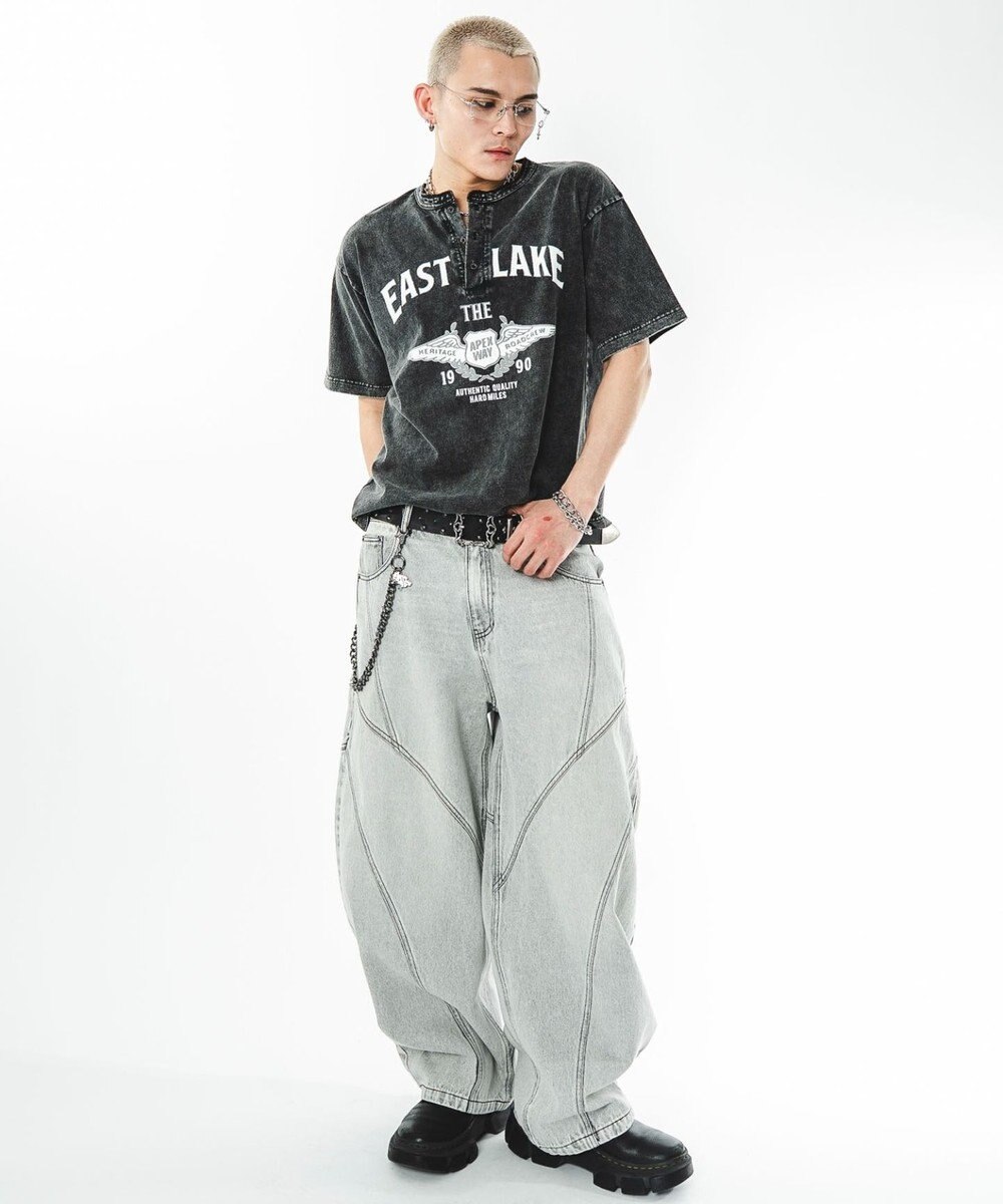 WEGO 【ユニセックス着用ITEM】グラフィックヘンリーネックT（SS） 